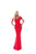 Tarik Ediz - 50524 Draped Off Shoulder Weaved Mermaid Gown In Red