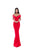 Tarik Ediz - 50524 Draped Off Shoulder Weaved Mermaid Gown In Red
