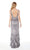 Sequined Plunging V-neck Mikado Sheath Dress in Silver