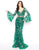 Mac Duggal - 50530D Embellished Long Bell Sleeve V-neck Sheath Dress in Green