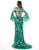 Mac Duggal - 50530D Embellished Long Bell Sleeve V-neck Sheath Dress in Green