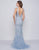 Mac Duggal Prom - 50537M Beaded Fringed Plunging V-Neck Evening Dress In Blue