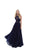Tarik Ediz - 50547 High Halter Plunging Cutout A-Line Gown In Blue