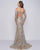 Mac Duggal Prom - 50551M Embellished Plunging V-neck Dress With Train In Silver and Gold