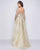 Mac Duggal Couture - 50553D Embellished V-neck Dress With Overskirt In Neutral