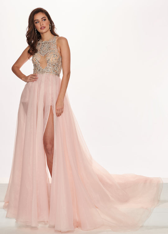 Rachel Allan Prima Donna - 5055 Beaded Organza A-line Dress In Pink