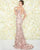 Mac Duggal - Floral Embroidered V-neck Trumpet Dress 50564D In Pink