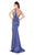 Mac Duggal Flash - 50571L Plunging Neck Sheath Evening Dress in Blue