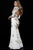 50605 Multi-Colored Floral Embroidered Lace Trumpet Dress