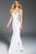 50613 Colorful Floral Applique Trumpet Dress