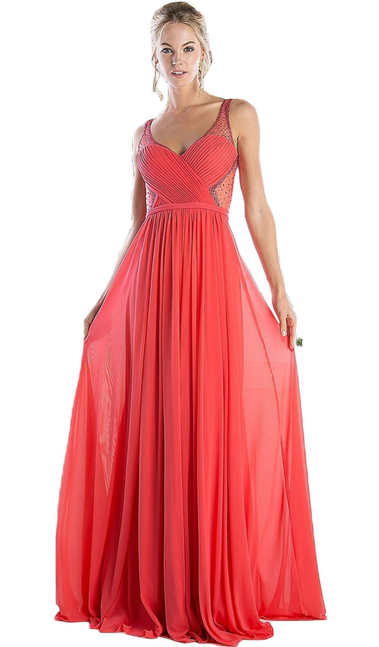 Crisscrossed Ornate Illusion Panel Gown