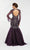 Alyce Paris - 5061 Plunging V-Neck Long Sleeves Mermaid Gown In Black and Purple