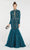 Alyce Paris - 5062 Beaded High Neck Long Sleeves Trumpet Gown In Blue and Green