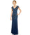 Adrianna Papell - V-Neck Embellished Long Dress 91930210 in Blue