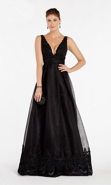 Alyce Paris - 5063 Scalloped Plunging V-Neck Evening Gown In Black