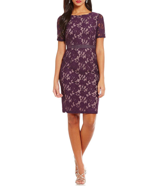 Adrianna Papell - Floral Lace Cocktail Dress AP1D100438 in Purple