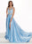 Rachel Allan Prima Donna - 5063 Silver Beaded Bateau A-line Dress In Blue