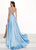 Rachel Allan Prima Donna - 5063 Silver Beaded Bateau A-line Dress In Blue