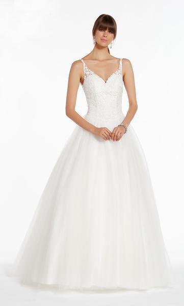 Alyce Paris - 7000 Embroidered Applique V-Neck Bridal Gown In White