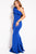50640 Asymmetrical Tiered Ruffle Sheath Gown