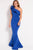 50640 Asymmetrical Tiered Ruffle Sheath Gown