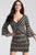 50645 Beaded V Neck Bell Sleeves Cocktail Dress