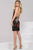 Black Lace Short Dress with Multi Color Floral Embroidery 50695