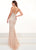 Rachel Allan Prima Donna - 5072 Beaded Deep Vneck Jersey Trumpet Dress In Neutral