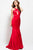 50756 Keyhole Bodice Satin Gown