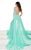 Rachel Allan Primadonna - 5075 Embellished Asymmetric Chiffon Dress In Green and Multi-Color