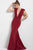 50778 Illusion Plunging Neck Fitted Gown