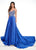 Rachel Allan Primadonna - 5078 Embellished V-neck Satin Dress In Blue