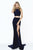 Sherri Hill - 50784 Two Piece Halter High Slit Jersey Dress In Blue