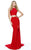 Sherri Hill - 50784 Two Piece Halter High Slit Jersey Dress In Red