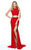 Sherri Hill - 50784 Two Piece Halter High Slit Jersey Dress In Red
