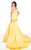 Rachel Allan Primadonna - 5084 Ruffled One Shoulder Satin Mermaid Gown In Yellow