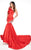 Rachel Allan Primadonna - 5084 Ruffled One Shoulder Satin Mermaid Gown In Red