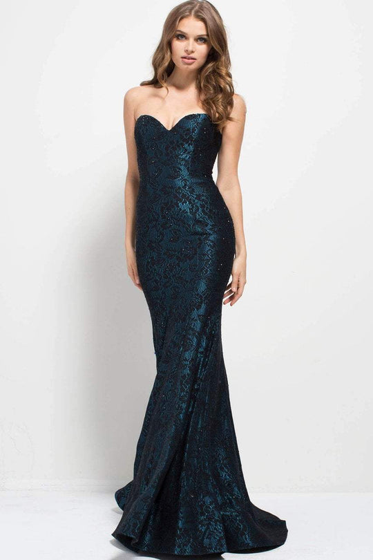 50845 Beaded Strapless Floral Mermaid Gown