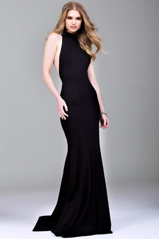 50855 Fitted Halter Evening Gown