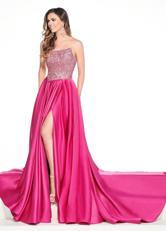 Rachel Allan Primadonna - 5087 Embellished Strapless A-line Gown In Pink and Neutral