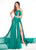 Rachel Allan Primadonna - 5090 Embellished Halter Chiffon A-line Dress In Green