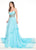 Rachel Allan Primadonna - 5092 Crystal Beaded Layered A-line Dress In Blue and Multi-Color