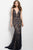 50923 Deep V Lace Metallic Evening Dress