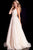 50994 Shimmering Triple Strap Plunging Evening Dress