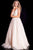 50994 Shimmering Triple Strap Plunging Evening Dress