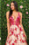 50999 Deep V-Neck Scalloped Floral Print Evening Gown