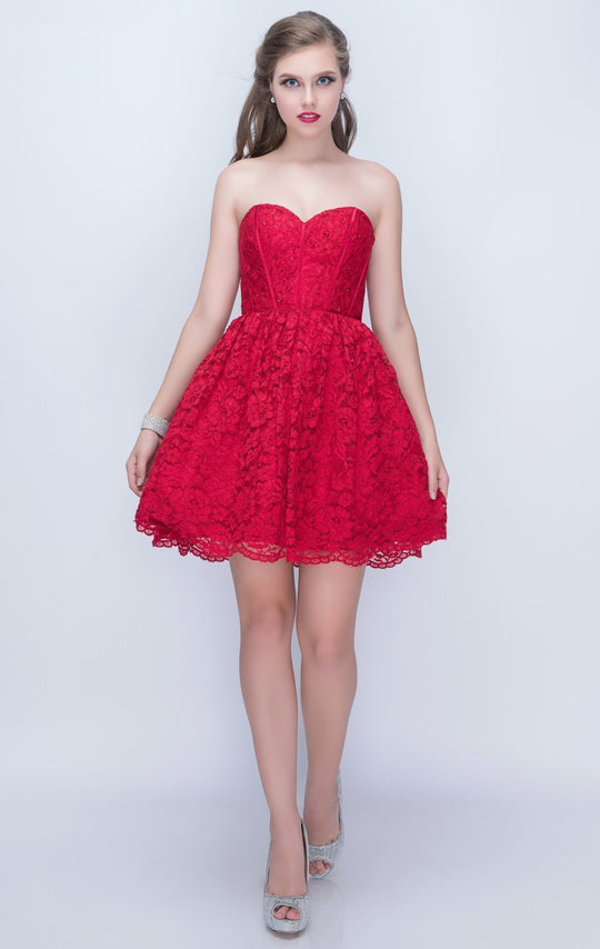 Nina Canacci - 510 Lace Sweetheart A-Line Cocktail Dress In Red