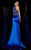 Angela & Alison - 51001 Bedazzled High Halter Trumpet Dress In Blue