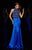 Angela & Alison - 51001 Bedazzled High Halter Trumpet Dress In Blue