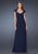 La Femme - 20487 Lace Queen Anne Sheath Dress In Blue